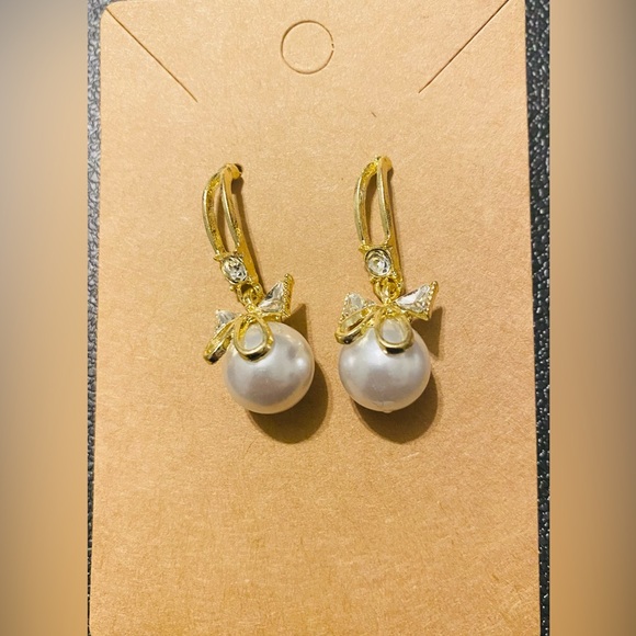 Jewelry - Coquette Style Drop Fashion Earrings with Imitation Artificial Pearl